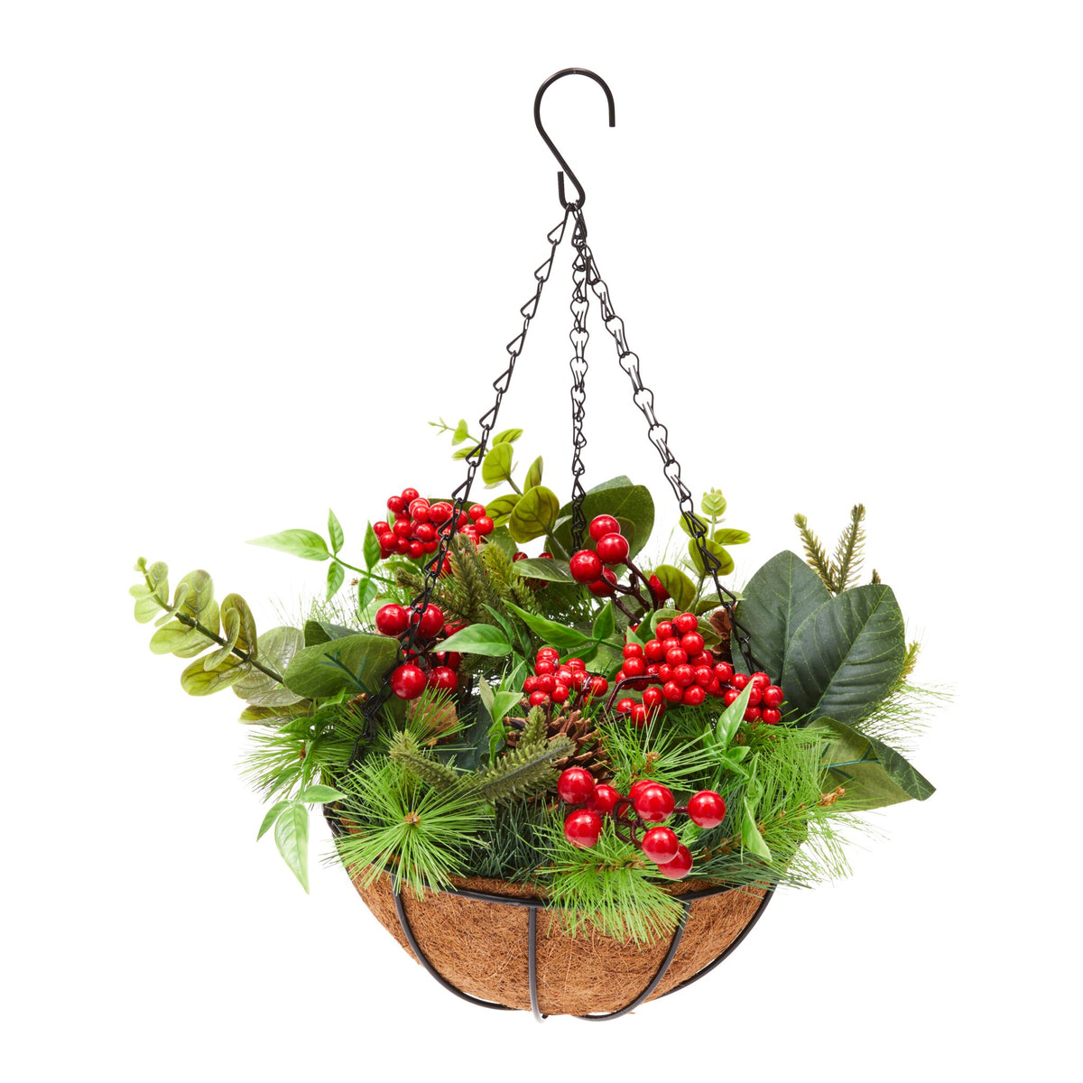 Eucalyptus and Berry Faux Christmas Hanging Basket Cancer Research UK