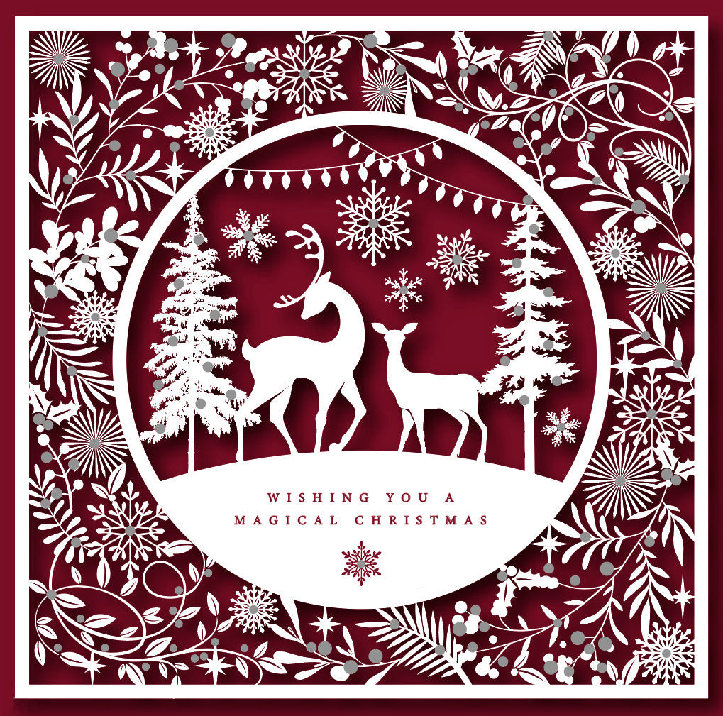 Burgundy Filigree 10 Christmas Cards