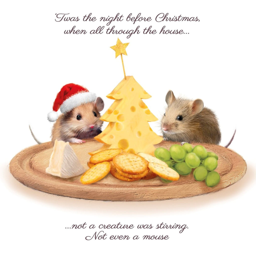 Cheeky Cheese Board Mice 10 or 20 Christmas Cards