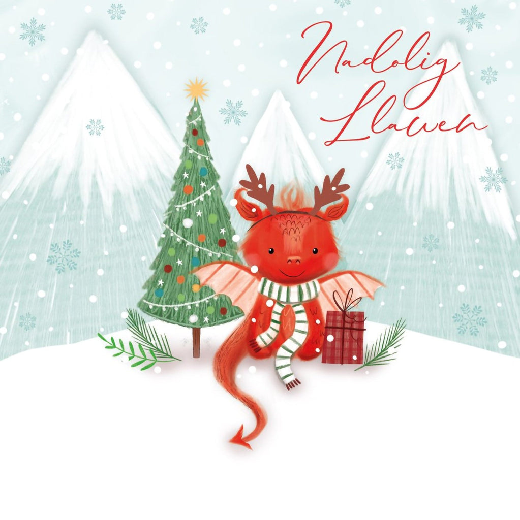 Little Red Dragon 10 Welsh Bilingual Christmas Cards