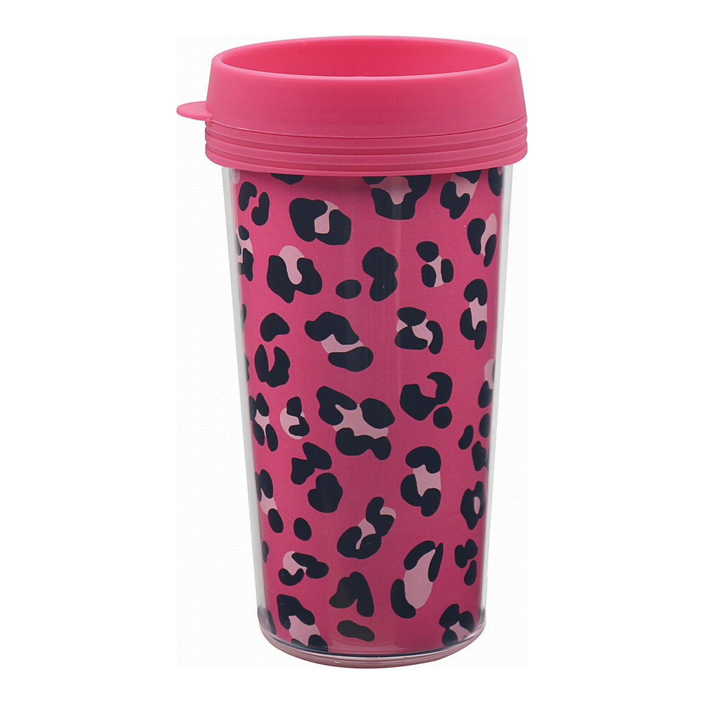 Breast Cancer Awareness Pink Animal Print Travel Cup