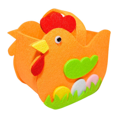 Orange felt chicken basket. This basket is perfect for children's Easter egg hunts.