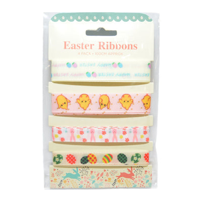 Featuring four cheerful designs with chicks, eggs, bunnies and spring florals, these ribbons are perfect for decorating chairs, brightening table settings, or tying around Easter egg baskets. A simple way to bring seasonal charm to your home and party décor.