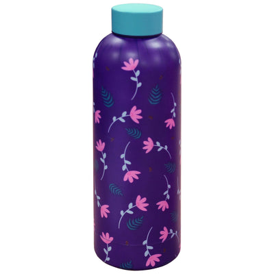 Purple stainless steel water bottle featuring a floral design. This bottle celebrates Dame Deborah James.