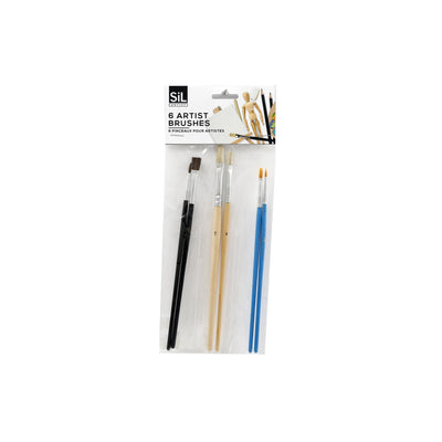 Pack of 6 Assorted Artist Brushes