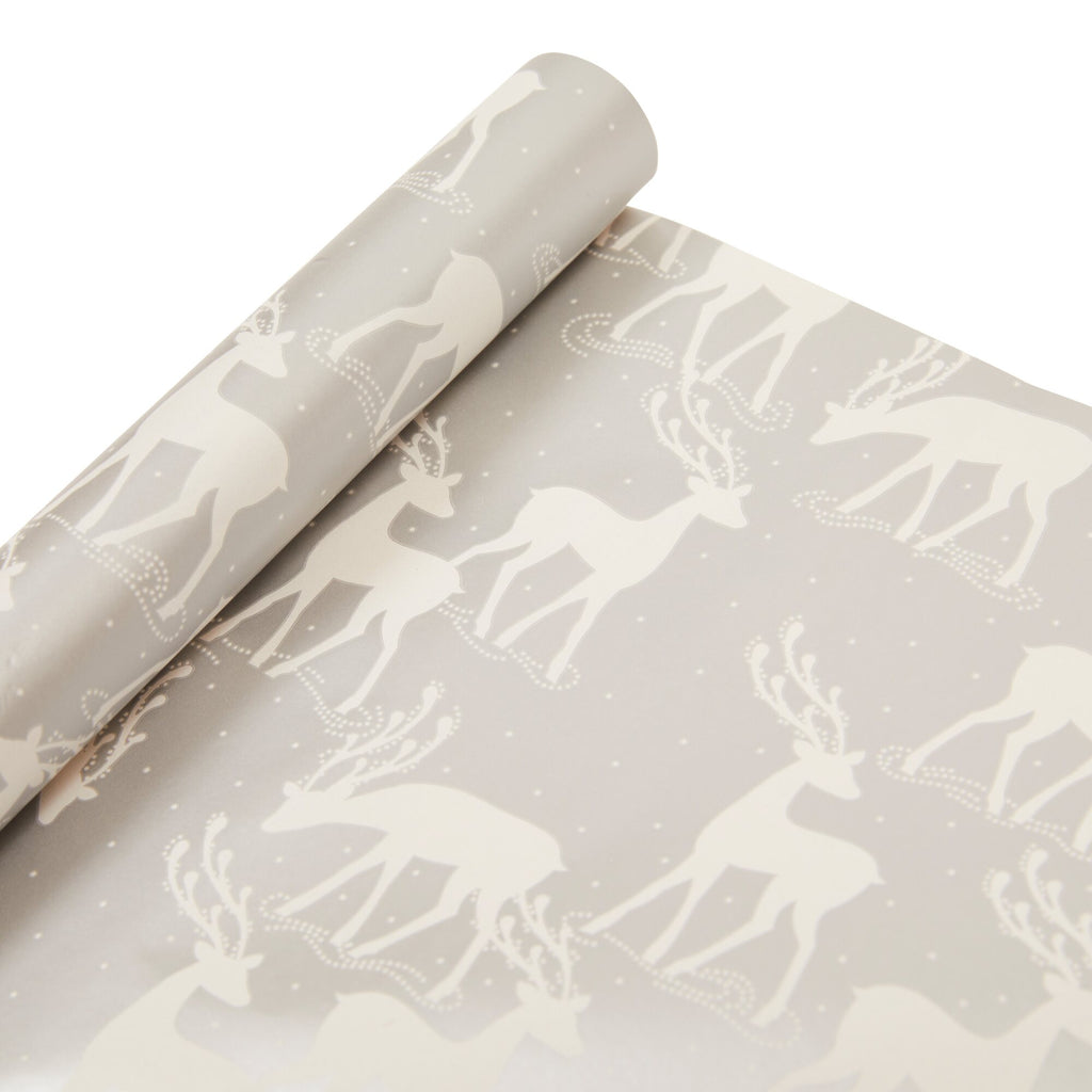 Silver Stags 4m Christmas Wrapping Paper