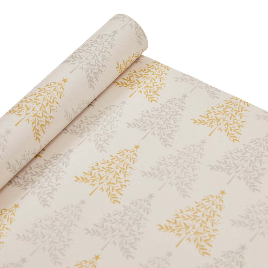 Gold & Silver Trees 4m Christmas Wrapping Paper