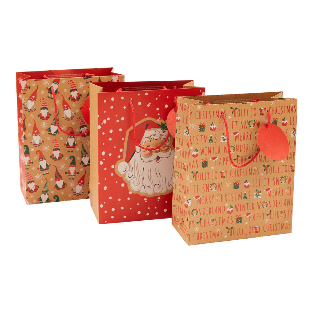 Kraft Gift Bags - Medium 3 Pack