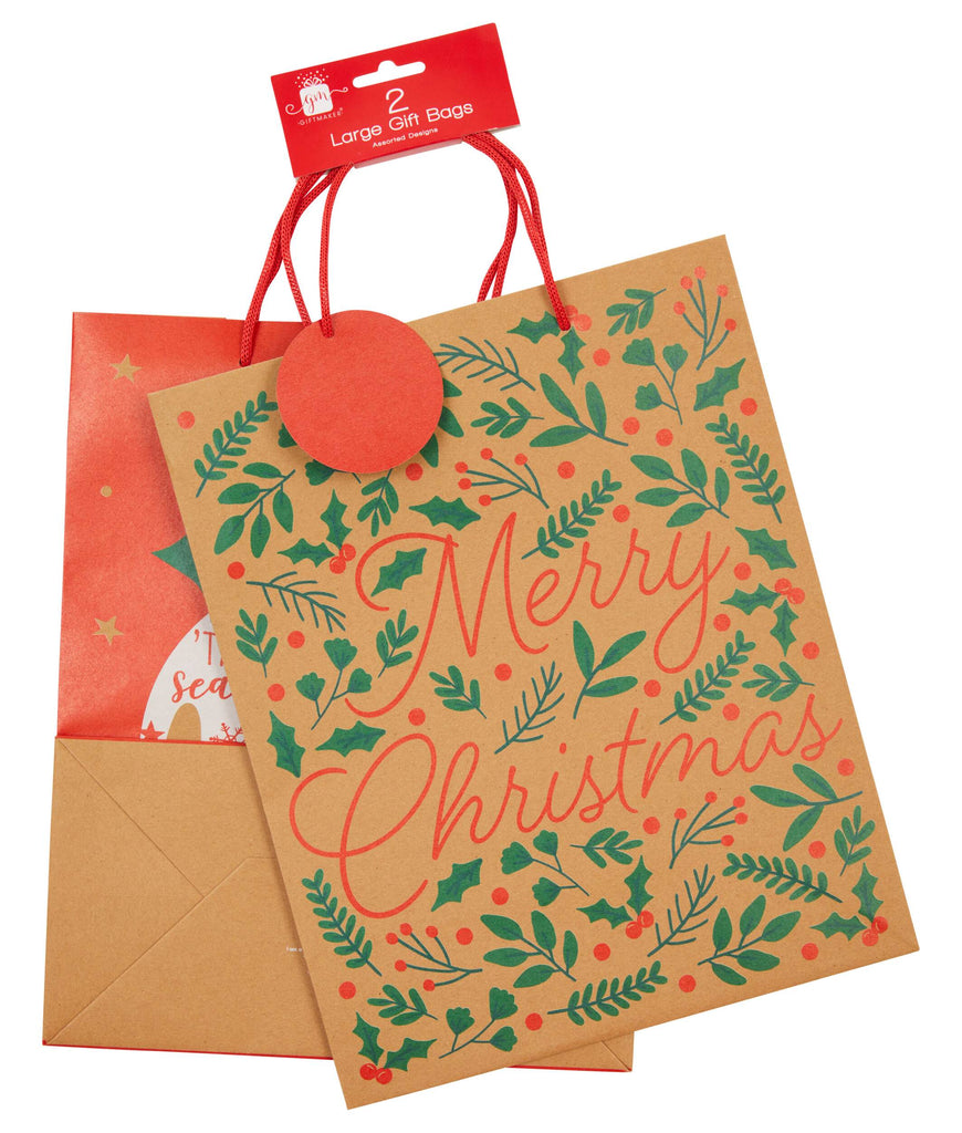 Kraft Gift Bags - Large 2 Pack