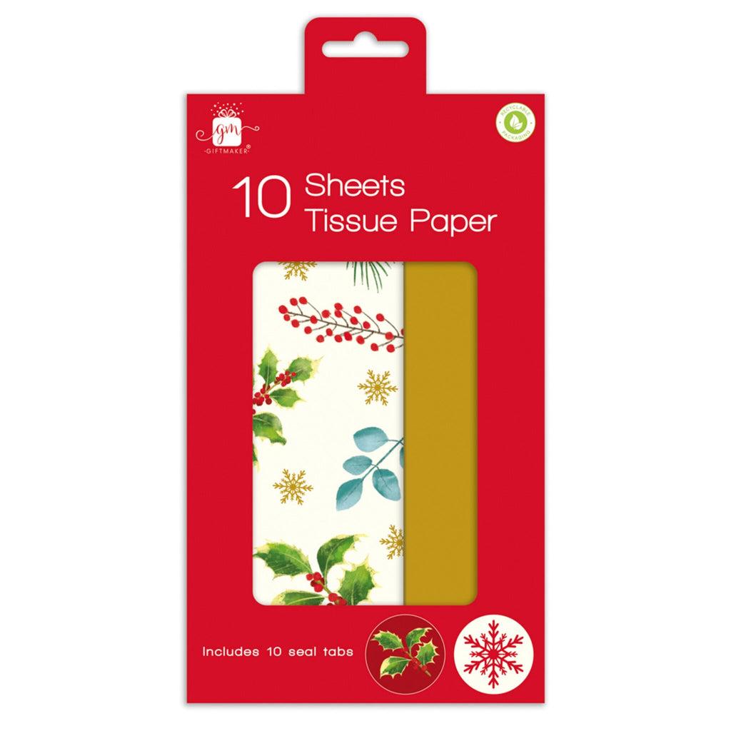 Traditional Christmas Tissue Paper - 10 Sheets