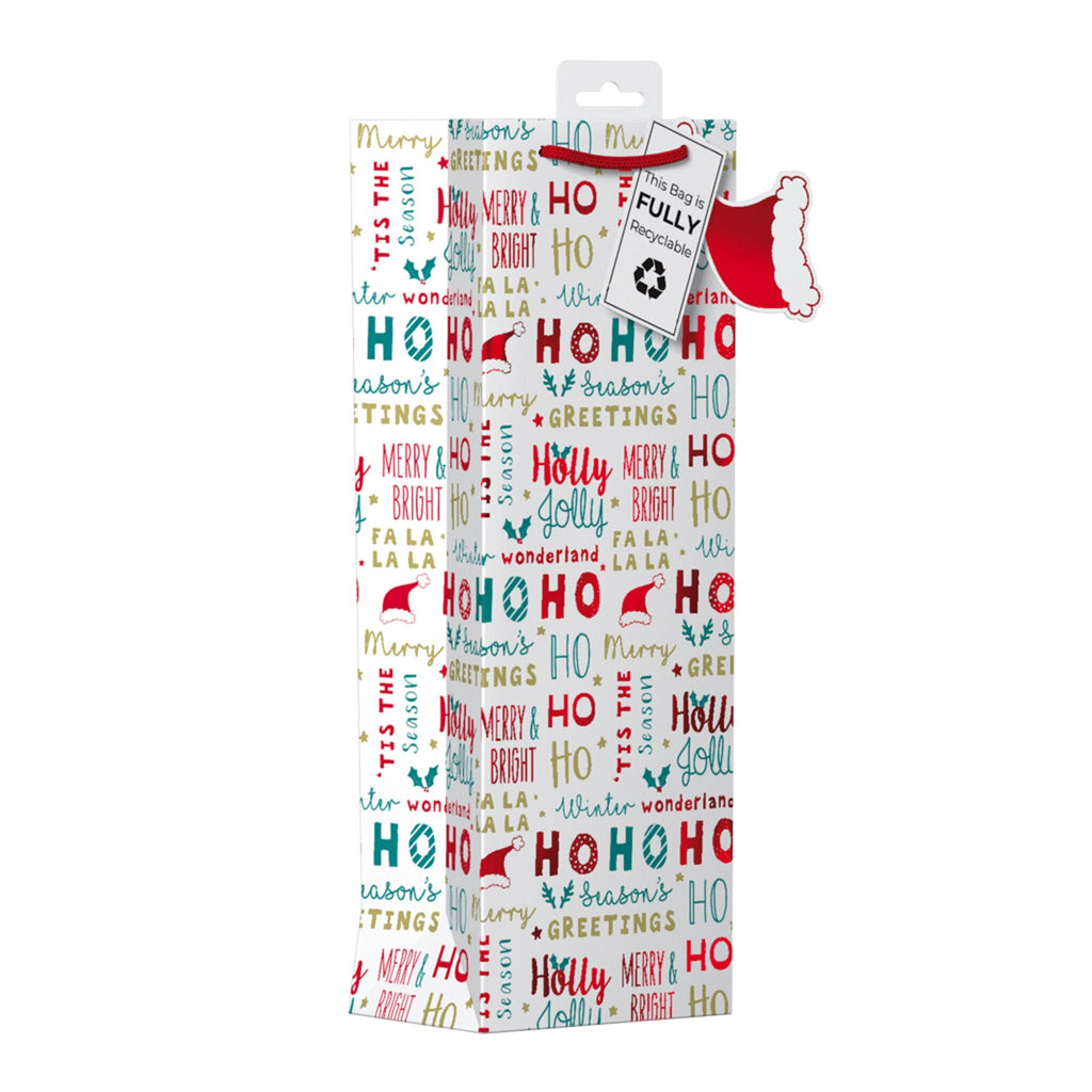 Holly Jolly Christmas Bottle Gift Bag