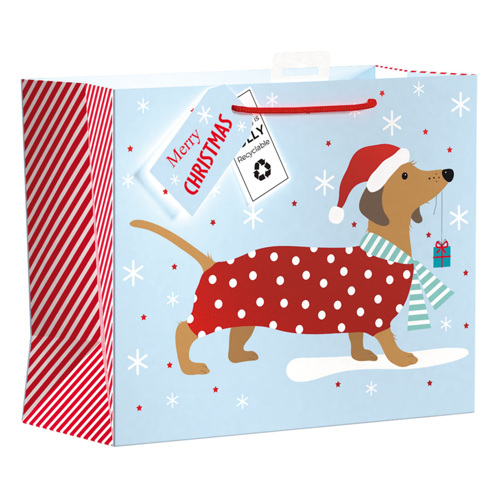 Dachshund Christmas Gift Bag - size large.