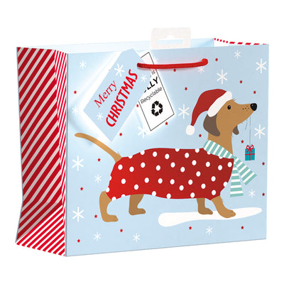 Dachshund Christmas Gift Bag - size medium.