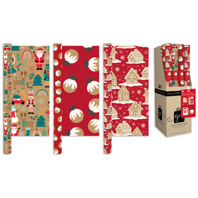 Festive Kraft 2m Christmas Wrapping Paper