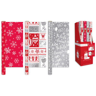 Red and White 4m Christmas Wrapping Paper