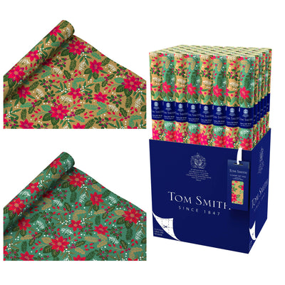 Two green, foliage Christmas wrapping paper by Tom Smith.