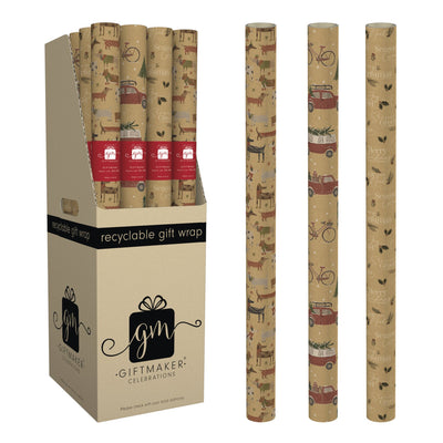 Icon Mix Kraft 2m Christmas Wrapping Paper