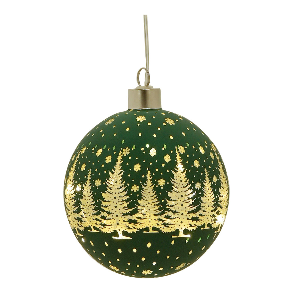 Winter Wilds LED Lit Glass Bauble Hanging Decoration