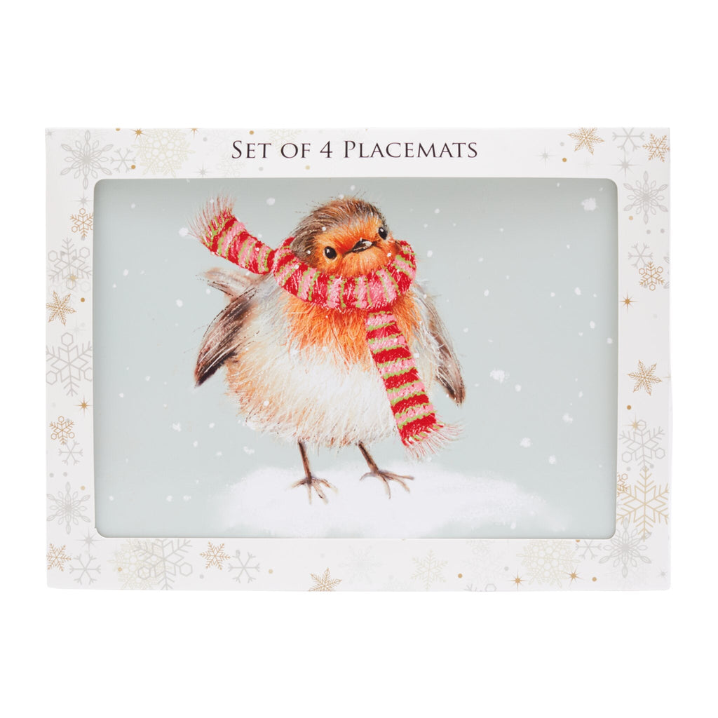 Set of 4 Robin with Scarf Placemats