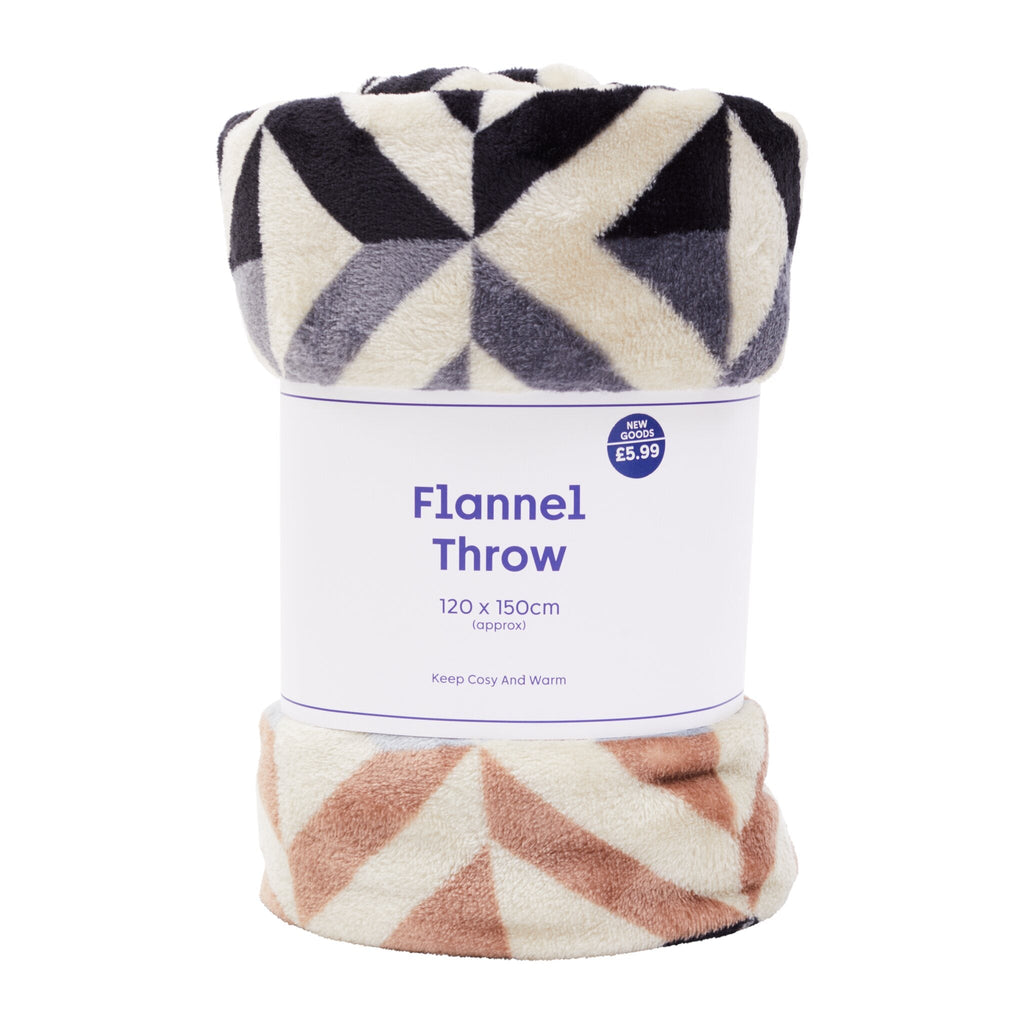 Geometric Printed Plush Flannel Throw