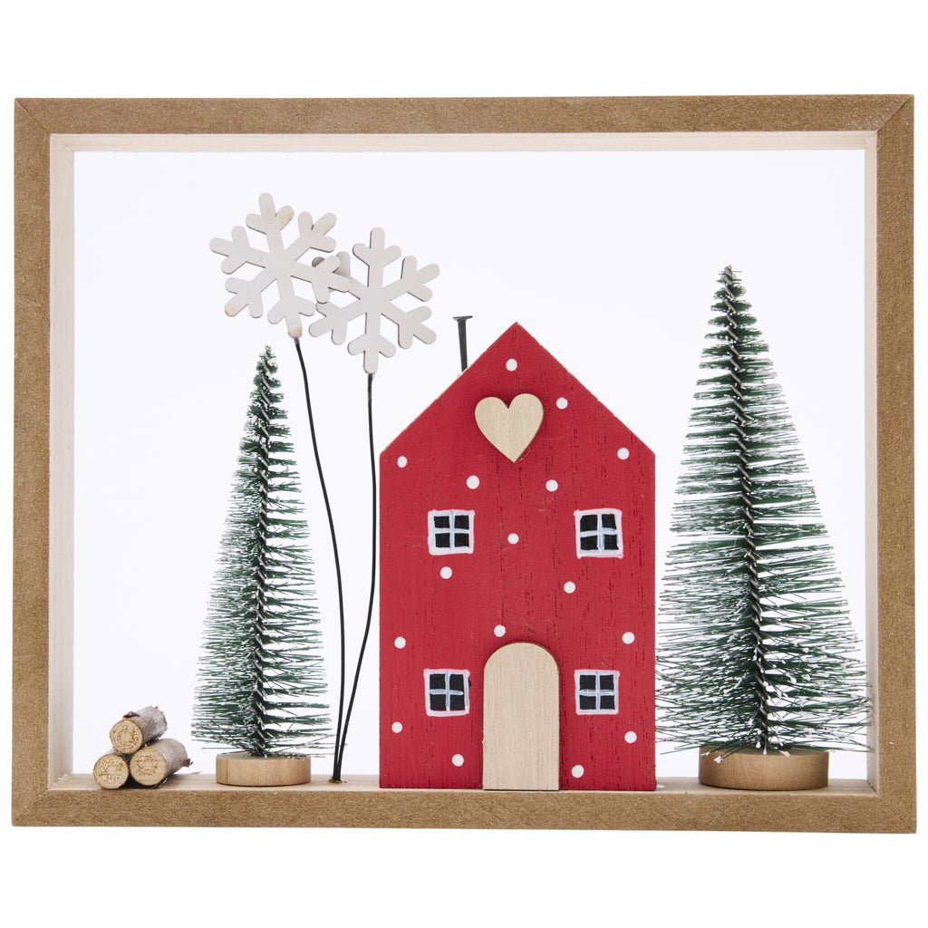 Framed red house decoration