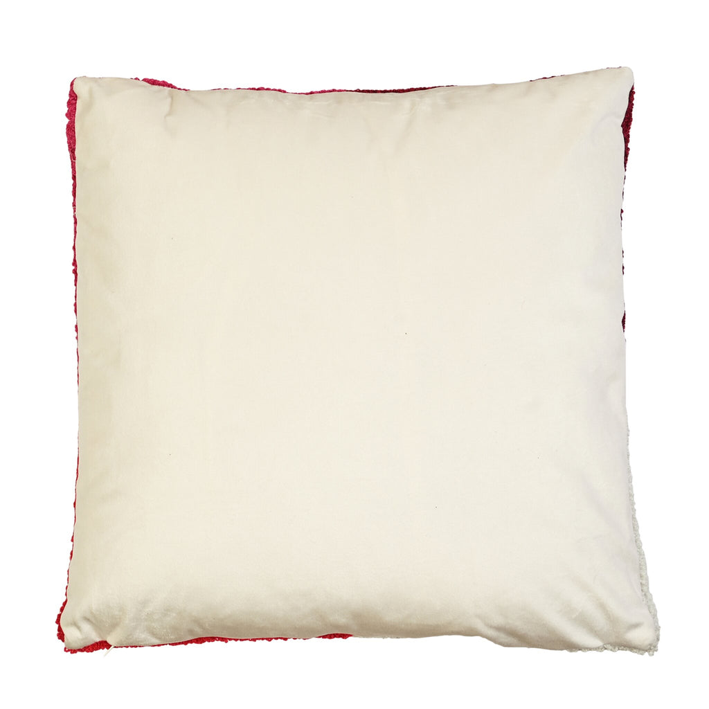 Back of square Christmas cushion featuring FA LA LA LA design. A perfect piece of Christmas decor 