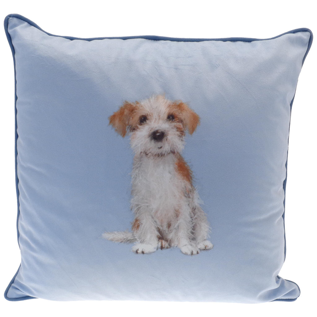 Sweet square cushion featuring a Jack Russell sitting.