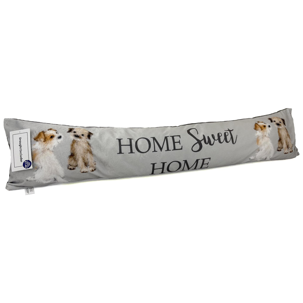 Playful but practical, this draught excluder features two sweet dog designs. The message on the draught excluder reads "home sweet home".