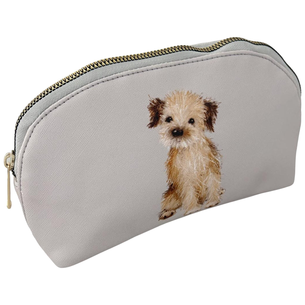 Sweet cosmetics bag printed with a sweet Border Terrier design. A fun way of keeping your makeup essentials in one place.
