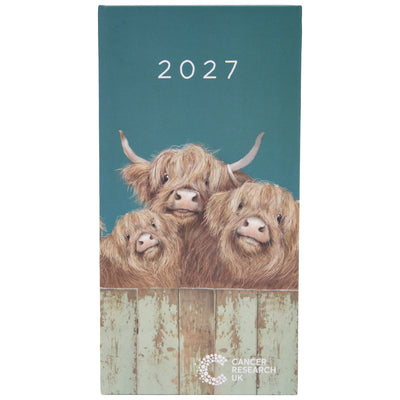 A 2027 pocket diary featuring a trio of Highland Cows.
