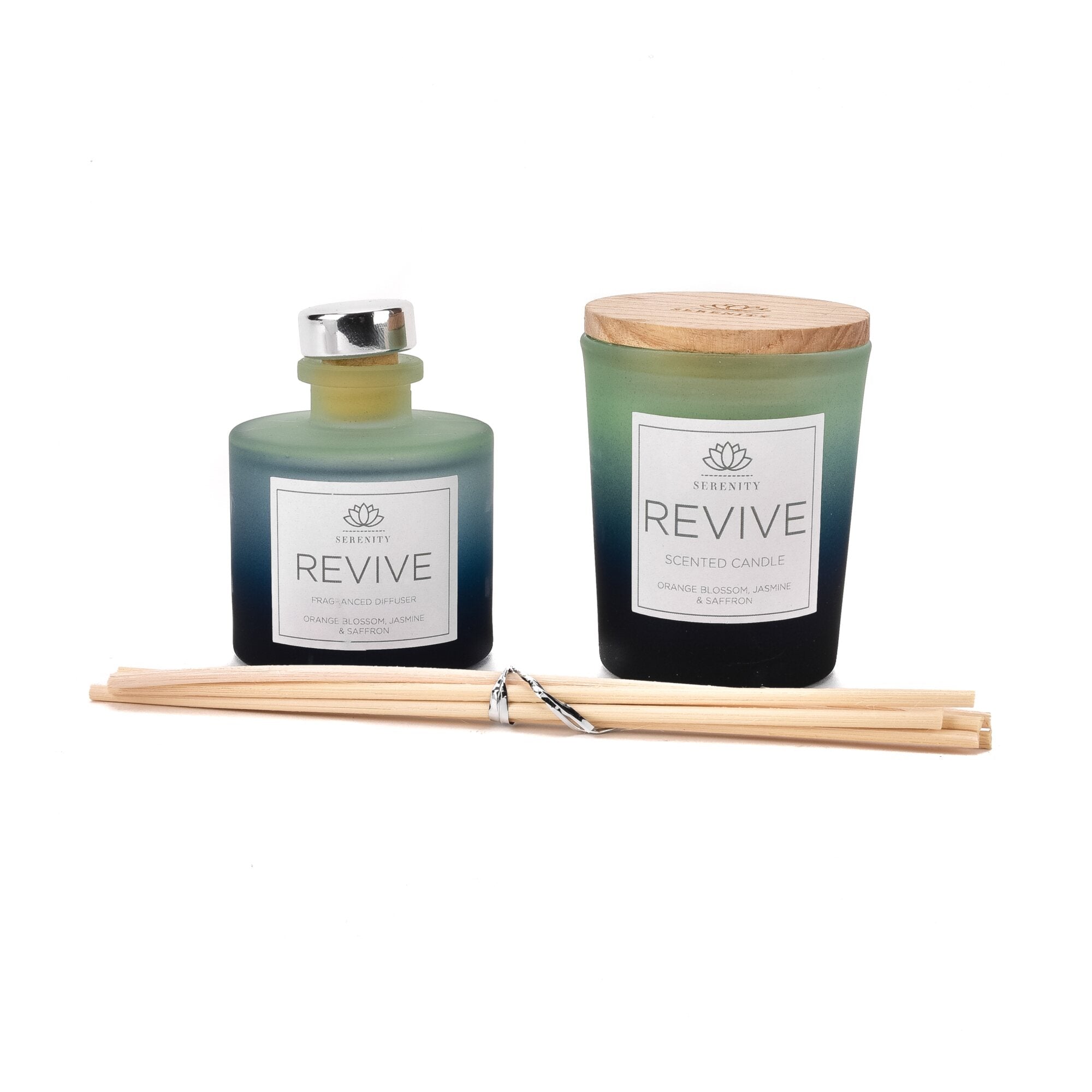 Serenity Revive Reed Diffuser and Candle Set - Orange Blossom, Jasmine ...