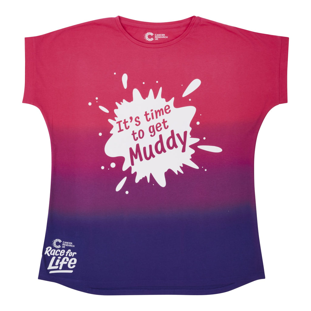 Pretty Muddy Ladies Pink Ombre Loose Fit T-Shirt