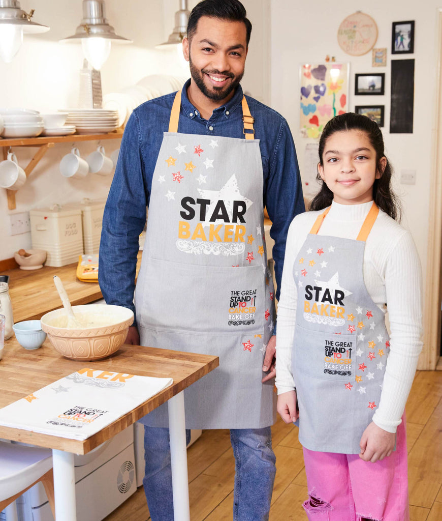 The Great Stand Up To Cancer Bake Off 2023 Star Baker Adult & Kid Apron Bundle