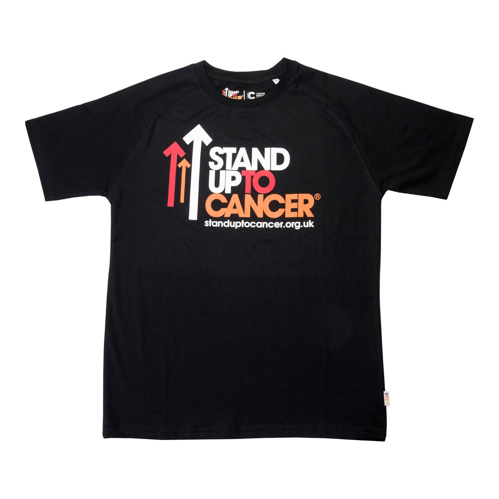 Stand Up To Cancer Men s Full Logo Black T shirt Cancer Research UK Stand up to cancer men s full logo black t shirt cancer research uk
