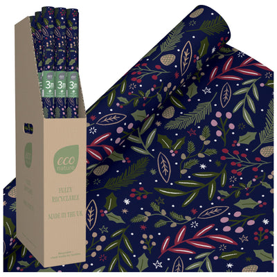 Eco Nature Festive Foliage Recyclable 3m Christmas Wrapping Paper