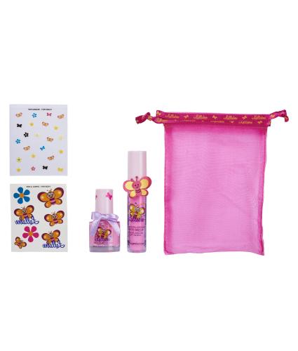 Lallabee Children's Barbie Pink Nail Polish and Strawberry Lip Gloss Gift Bag