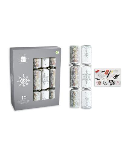 Silver & White 10 Christmas Crackers