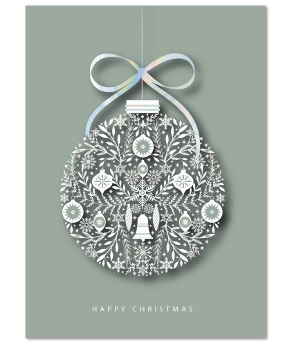 Eau de Nil Bauble Christmas Cards - Pack of 10