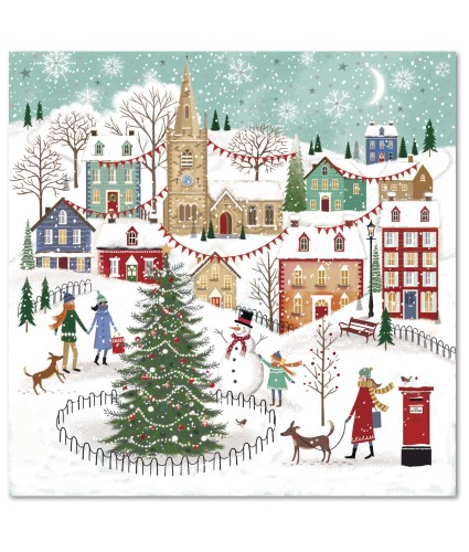 Festive Village Scene Christmas Cards - Pack of 10