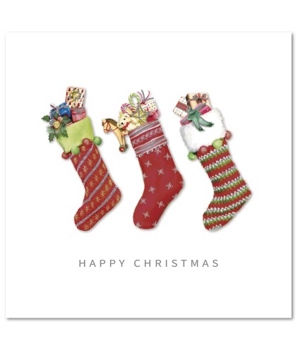 Trimmed Stocking Trio Christmas Cards - Pack of 10