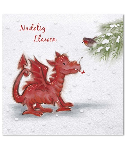 Dafydd the Dragon Welsh Bilingual Christmas Cards - Pack of 10