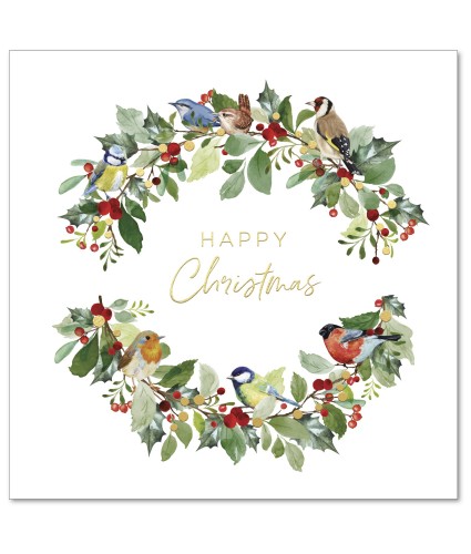Bird Wreath Christmas Cards - Pack of 10