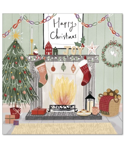 Festive Fireside Scene Christmas Cards - Pack of 10
