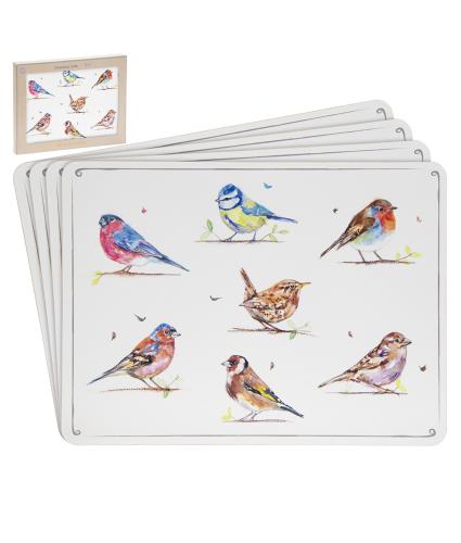 LUXURY COUNTRY ROBIN BIRDS POLKA DOTS 4 X COASTERS & PLACEMATS CORK BACKED 