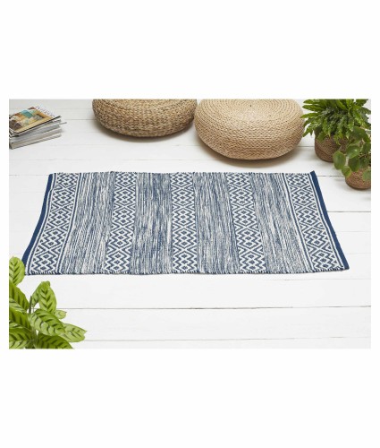 Green Living Collective Recycled PET Diamond Design Rug - Navy