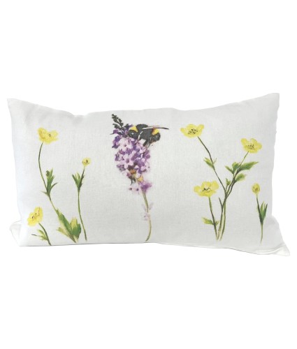 Floral Bumblebee Bolster Cushion