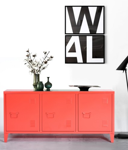 FurnitureR Matapouri Red Metal Sideboard