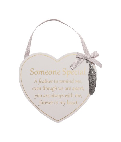 Someone Special Hanging Heart and Feather Plaque