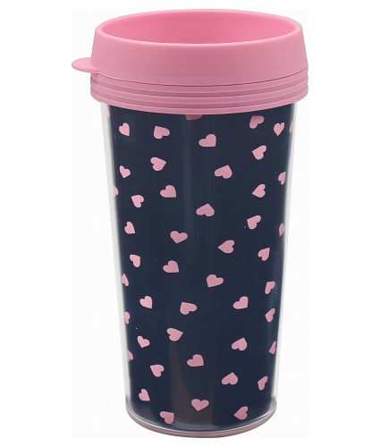 Breast Cancer Awareness Pink Hearts Travel Cup