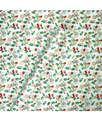 Tom Smith Festive Robin & Holly Wrapping Paper